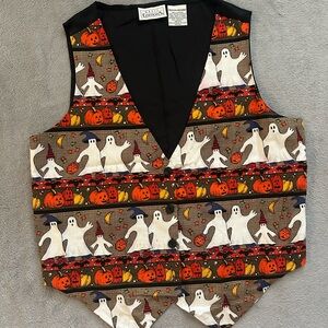Vintage 90s Halloween Ghost and Pumpkin Women’s Vest